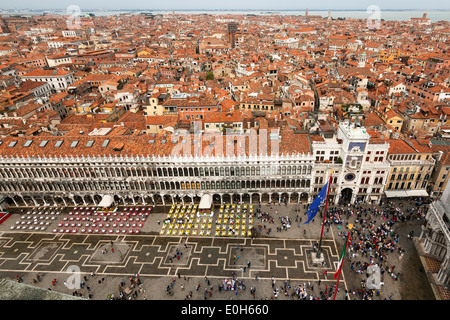 Old Procuracies and clock tower on St. Mark's Square, Venice, Venetia, Italy, Europe Stock Photo