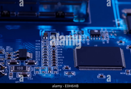 Macro photo of electronic circuit. symbol of technology. Close up Stock Photo
