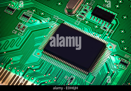 Macro photo of electronic circuit. symbol of technology. Close up Stock Photo