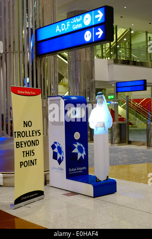 information hologram in the early hours of the morning at dubai international airport Stock Photo