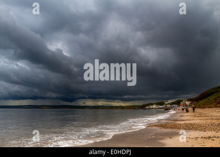 Filey on the Yorkshire coast as a thunder storm moves in, UK Stock Photo