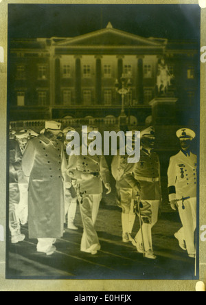 A photograph from World War II showing a Panzer parade in Oslo, Norway. The image reflects the military presence during the Nazi occupation of Norway, particularly showcasing the Panzer tanks used by German forces. Stock Photo