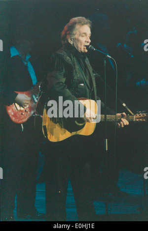 Country singer Johnny Cash performing live at the 1994