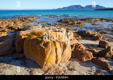 View from Cooks Beach to the Hazards, Freycinet National Park Stock Photo