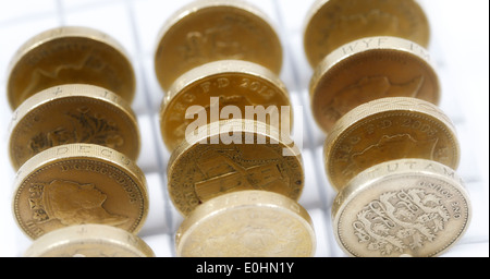 British one pound coins Stock Photo