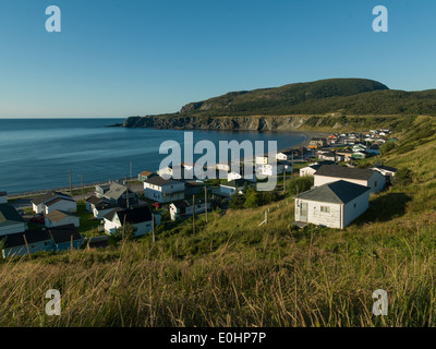 Town along coast, Newfoundland And Labrador, Canada Stock Photo