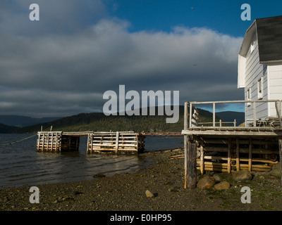 Stilt house on coastline, Norris Point, Newfoundland And Labrador, Canada Stock Photo