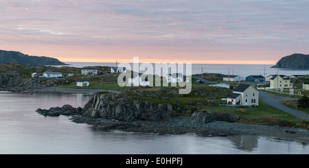 Houses along the coast, Twillingate, South Twillingate Island, Newfoundland And Labrador, Canada Stock Photo