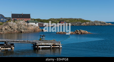 Dock along coast, Twillingate, South Twillingate Island, Newfoundland And Labrador, Canada Stock Photo