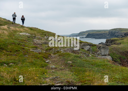 Tourists at North Bird Island, Bonavista Peninsula, Newfoundland And Labrador, Canada Stock Photo