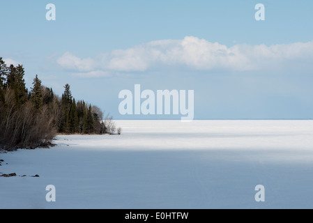 Frozen lake in winter, Lake Winnipeg, Riverton, Hecla Grindstone Provincial Park, Manitoba, Canada Stock Photo