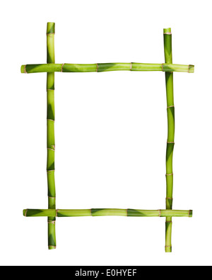 Green bamboo frame isolated on white background. Closeup. Stock Photo