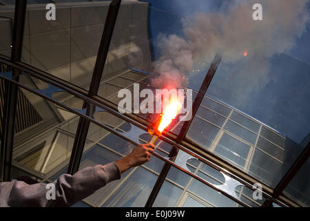 May 14, 2014 - Ukrainian ultras with flares and smoke bombs require at Football Federation Cup the final match to hold in the presence of Ukrainian fans (Credit Image: © Sergii Kharchenko/NurPhoto/ZUMAPRESS.com) Stock Photo