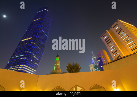 Kuwait City, city skyline including the Al Hamra building, low angle view Stock Photo