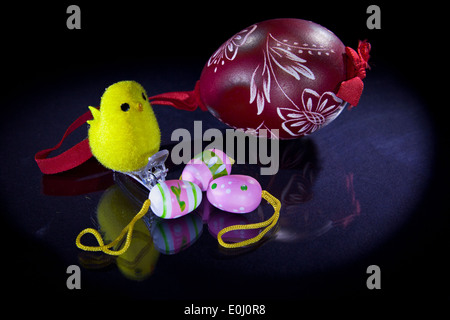 easter eggs with chick Stock Photo