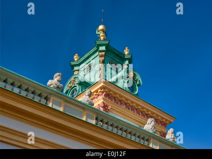 Baroque spire at tower at Wilanów Palace in Warsaw, Poland Stock Photo