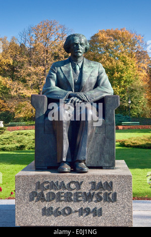 Ignacy Jan Paderewski statue at Ujazdowski Park in Warsaw, Poland Stock Photo