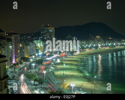 Copacabana by night, Rio de Janeiro Stock Photo