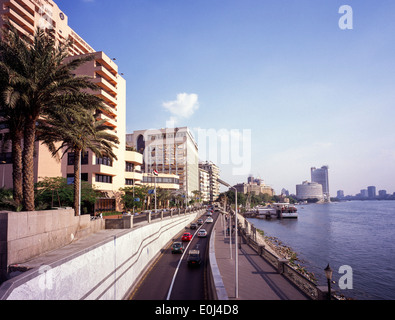 view from the Qasr el Nil bridge central Cairo Egypt Stock Photo