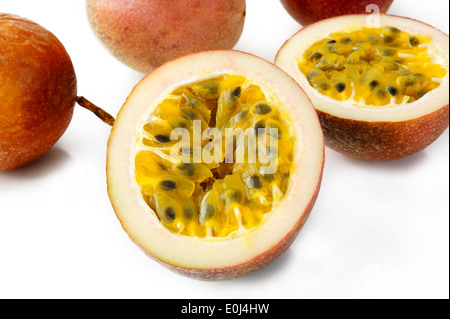 Passion fruit on white background Stock Photo