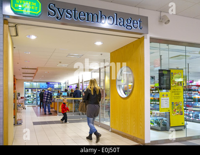 Entrance to Systembolaget, the government owned chain of off license shops or liquor stores in Sweden. Colloquially known as the system (systemet) or the company (bolaget), literal English translation is the System Company.  Model Release: No.  Property Release: No. Stock Photo