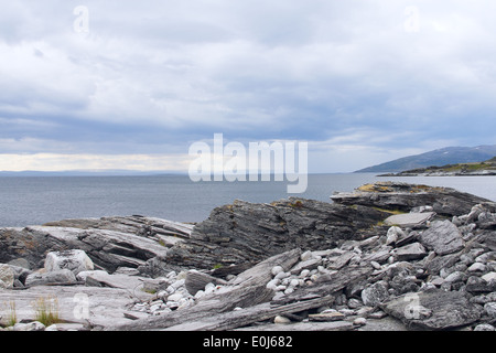 summer north norwegian landscape. Arctic Ocean, Barents Sea coast, Norway. Stock Photo