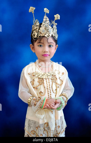 little girl poses in fancy dress at school to commemorate the indonesian woman hero hari kartini held every april 21st Stock Photo