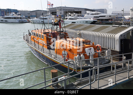 lifeboat station in the docks in the coastal town of poole on the dorset coast Stock Photo