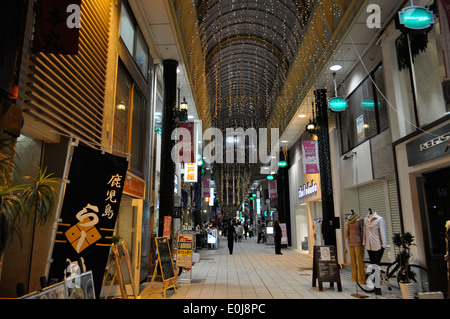 Night view of shopping street,Kagoshima city,Kagoshima,Japan Stock Photo