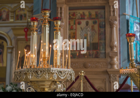 Interior of the Orthodox Church of the Beheading of John the Baptist's head (1904), Zaraysk kremlin, Moscow region Stock Photo