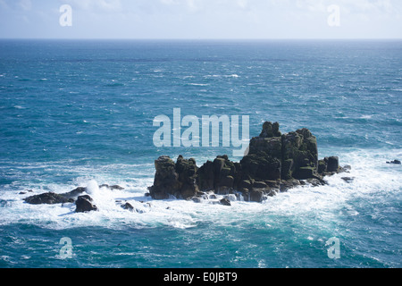 Sea and rocks off the coast at Land's End in Cornwall, England Stock Photo