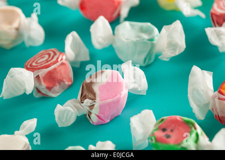 Assorted Sweet Saltwater Taffy on a Background Stock Photo