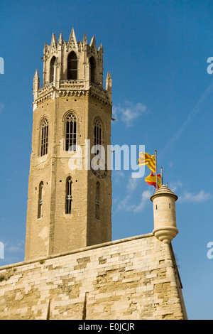 Belfry of La Seu Vella, the Old Cathedral of Lleida, Catalonia. Stock Photo