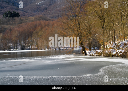 Frost lake in Catalonia during the european cold wave in early 2012.