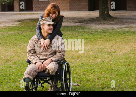 Lance Cpl. Matt Grashen, a rifleman with Fox Company, 2nd Battalion, 2nd Marine Regiment, and a Kenosha, Wis., native, poses wi Stock Photo