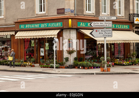 Corner flower shop in Auton, France Stock Photo