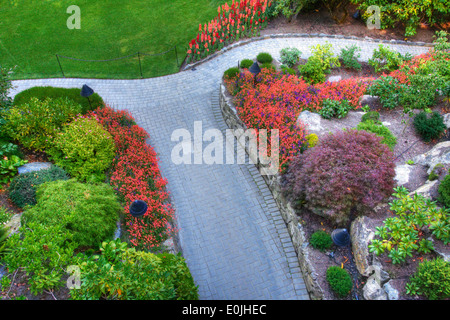 A pathway in Butchart Gardens, Victoria, British Columbia Stock Photo