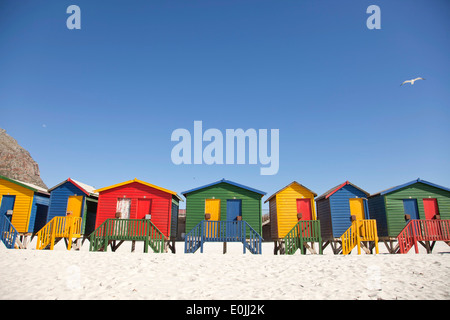 Colorful bathing huts in Muizenberg, Cape Town, Western Cape, South Africa Stock Photo