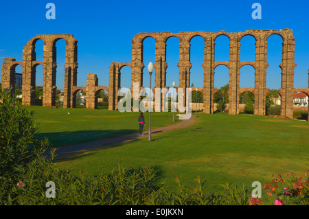 Los Milagros aqueduct, Emerita Augusta, Merida, Silver Route, UNESCO World Heritage site, Via de la Plata, Badajoz province, Ext Stock Photo