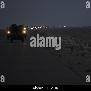 A line of Strykers convoy in the early hours of Aug. 16, as part of the 4th Stryker Brigade Combat Team, 2nd Infantry Division, Stock Photo