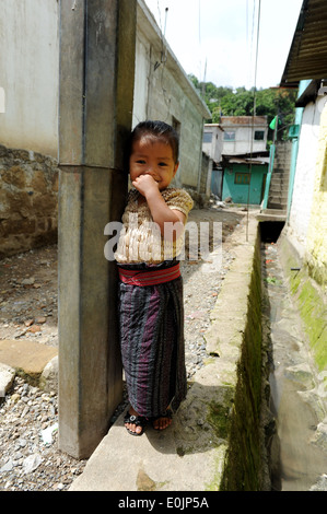 A maya indigenous girl in Solola, Guatemala. Stock Photo