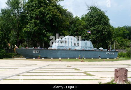 Navy boat which was swept two kilometres inland following the tsunami in Khao Lak, Thailand in 2004. Stock Photo