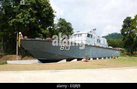 Navy boat which was swept two kilometres inland following the tsunami in Khao Lak, Thailand in 2004. Stock Photo