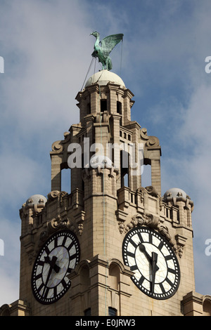 A Liver Bird on top of the Liver Building in Liverpool. Stock Photo