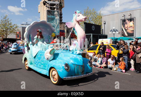 A  image of Ariel, from the Little Mermaid film, taking part  in the Stars 'n' Cars, Parade, Walt Disney Studios, Paris. Stock Photo