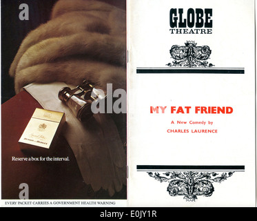 Cigarette advert advertising Benson & Hedges on Globe Theatre programme for 'My Fat Friend' 1972 Stock Photo