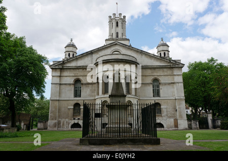 St George in the East church in Stepney, London, was built from 1714 to 1729 by Nicholas Hawksmoor. Stock Photo