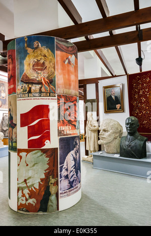 Communist propaganda posters, Socialist Realism Art Gallery, Zamoyski Palace in Kozlowka near Lublin, Malopolska, Poland Stock Photo