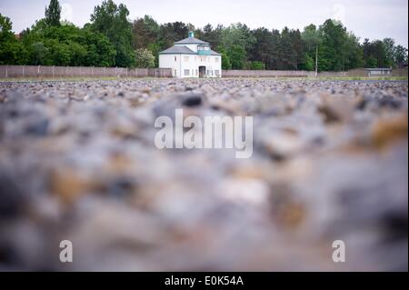 Oranienburg, Germany. 04th May, 2014. The gatehouse at Sachsenhausen concentration camp in Oranienburg, Germany, 04 May 2014. Photo: DANIEL NAUPOLD/dpa/Alamy Live News Stock Photo