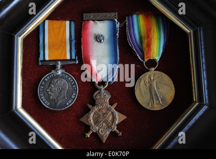 British Medals given for service for those who fought in the First World War or The Great War 1914 - 1919 Stock Photo